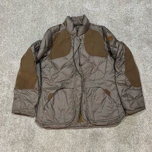 Eddie Bauer Brown Quilted Puffer Jacket with Elbow & Shoulder Patches